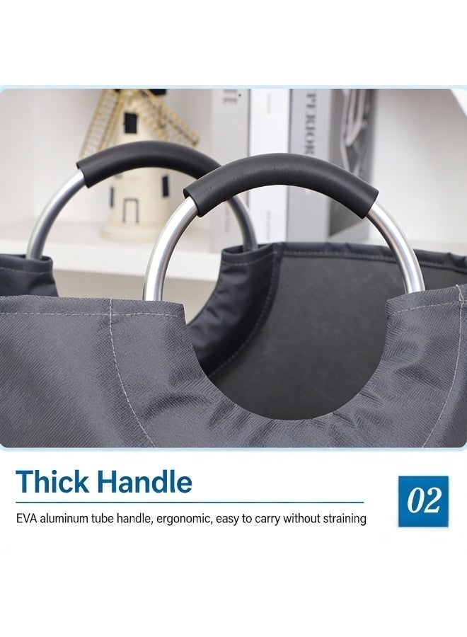 أوليس فيرس  مساعد البيت في رمضان – سلة غسيل قابلة للطي 90 لتر مقاومة للماء بمقابض ألومنيوم، سلة متعددة الاستخدام للغرفة، الحمام والمطبخ - Image 5